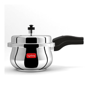 Lifelong Stainless Steel Curve Pressure Cooker 2L (Induction & Gas Compatible)