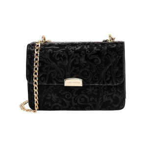 Lino Perros Black Floral Embossed Shoulder Bag