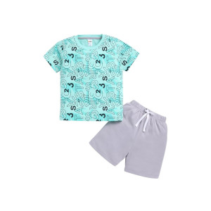 LITTLE NINJA Cotton Half Sleeves Motorcycle Printed Tee & Shorts Set