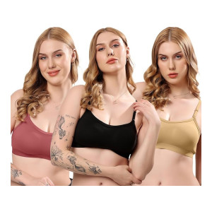 London Hills Women’s Cotton Sports Bra Wireless Non Padded Full Coverage