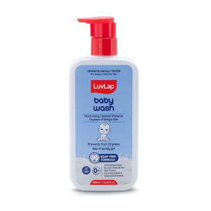 LuvLap Baby Wash 400ml with Milk Protein, Oatmeal, Shea Butter & Vitamin E, Soap Free