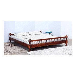 MAMTA DECORATION Sheesham/Rosewood Queen Size Bed Without Storage Oak Finish