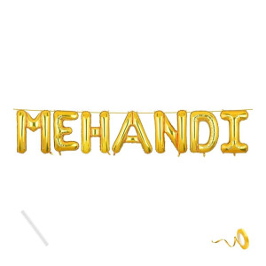 Mehandi Banner Gold Foil Balloon for Wedding Decoration