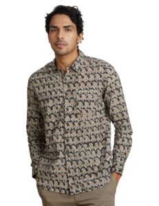 Deal: Amazon Brand Men’s Floral Kalamkari Print Cotton Ethnic Shirt