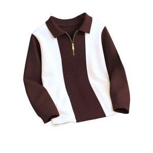 Men’s Zip Neck Texture Self Design Cotton Blend T-Shirt