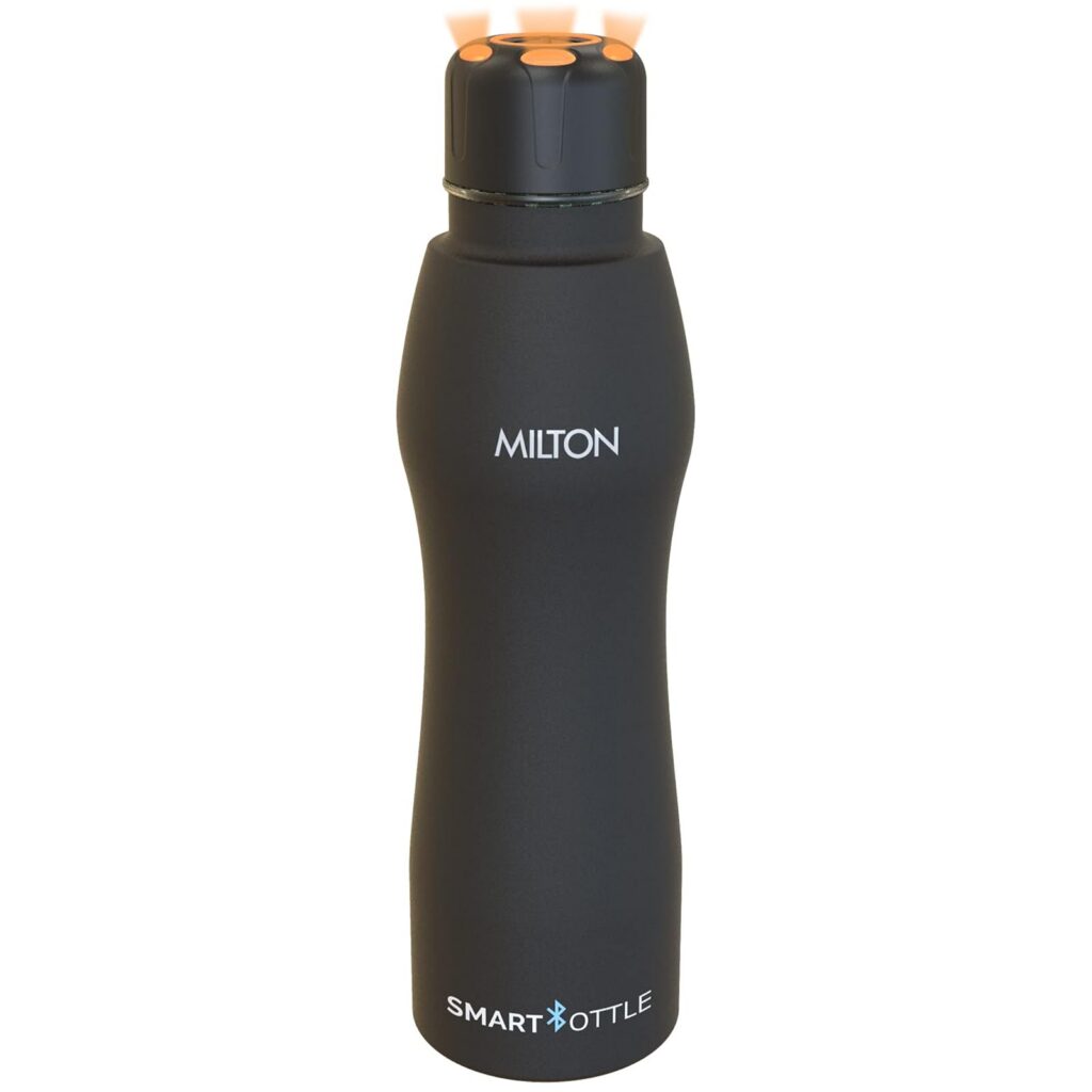 Deal Milton Euroline Smart Stainless Steel Water Bottle 880ml Black Bluetooth Enabled Rs. 399