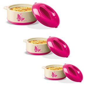 Milton Orchid Jr. Casserole Set of 3 Stainless Steel Hot Pot for Roti Biryani Pink Rs. 886