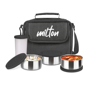 MILTON Steel Combi Lunch Box with Insulated Jacket & Tumbler