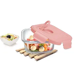 Milton Treo 320ml Borosilicate Glass Container Set of 1 Peach Rs. 189