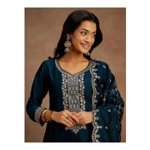 MISS CLOTHING Women Ethnic Motifs Embroidered Kurta with Trousers & Dupatta