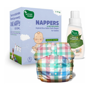 Mother Sparsh Nappers Free Size Cloth Diaper + Hybrid Soaker Pad & Baby Detergent 200ml