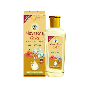 Navratna Gold Ayurvedic Cool Oil with Almonds & Lily Fragrance, 500ml