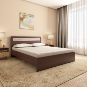 Nilkamal Akin Wooden Queen Bed Without Storage Walnut