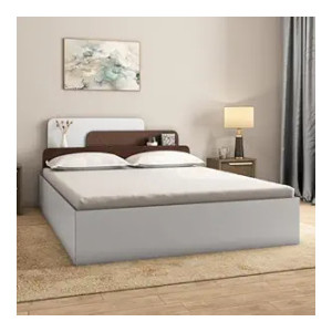 Nilkamal Bruce Wooden Queen Bed with Box Storage and Designer Headboard