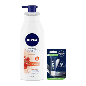NIVEA Body Lotion Extra Whitening SPF 15 (400ml) & Men Lip Care SPF 15 (4.8g)