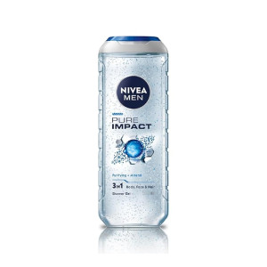 NIVEA MEN Pure Impact Shower Gel, 500ml (Hair, Face & Body Wash)