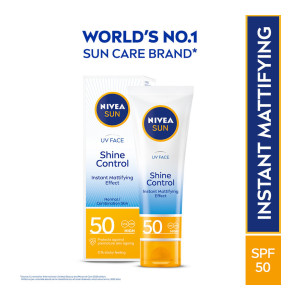 NIVEA Sunscreen SPF 50 Shine Control, UVA UVB, Lightweight, No White Cast