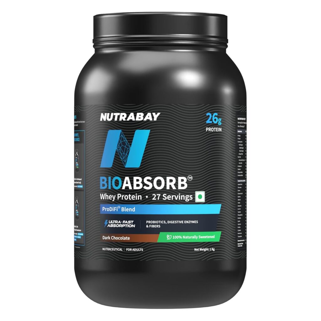 Nutrabay BioAbsorb Whey Protein 1kg Dark Chocolate Deal