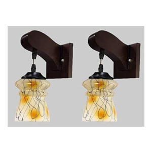 ONECYA Royal Fancy Wood Classic Sconce Wall Lamp (Set of 2)