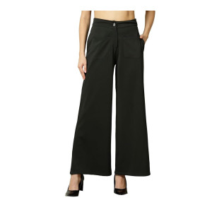 OOMPH! Women’s Wide Leg High Waist Trousers with Patch Pockets