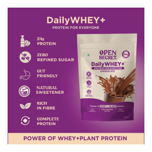 OPEN SECRET Whey+ Plant Protein Powder (500g, Chocolate)