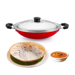 PANCA Non-Stick Aluminium Appachatti with Stainless Steel lid, 23cm, Gas Compatible