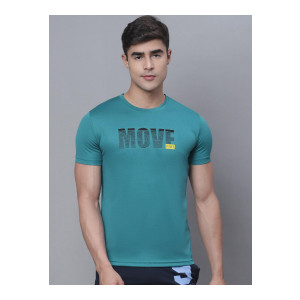 PERFKT-U Typography Printed Round Neck Short Sleeves Cotton T-shirt