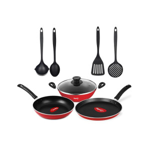 Pigeon Mio Non Induction Base Nonstick Aluminium 8 Pieces Cookware Gift Set