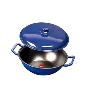 Pigeon By Stovekraft Cast Iron Kadai with Lid, 24 Cm, Enamel Coated