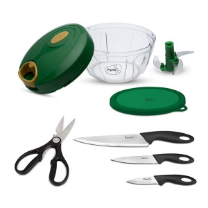 Pigeon by Stovekraft Kitchen Tools Value Combo (Chopper, Knives & Scissor)