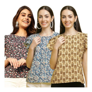 Pinkmint Women’s Printed Combo Tops (Pack of 3)