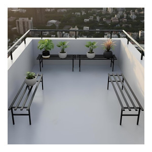 Pivalo Rectangle Anti-Rust Metal Plant Stand 120 kg Capacity (Pack of 4)