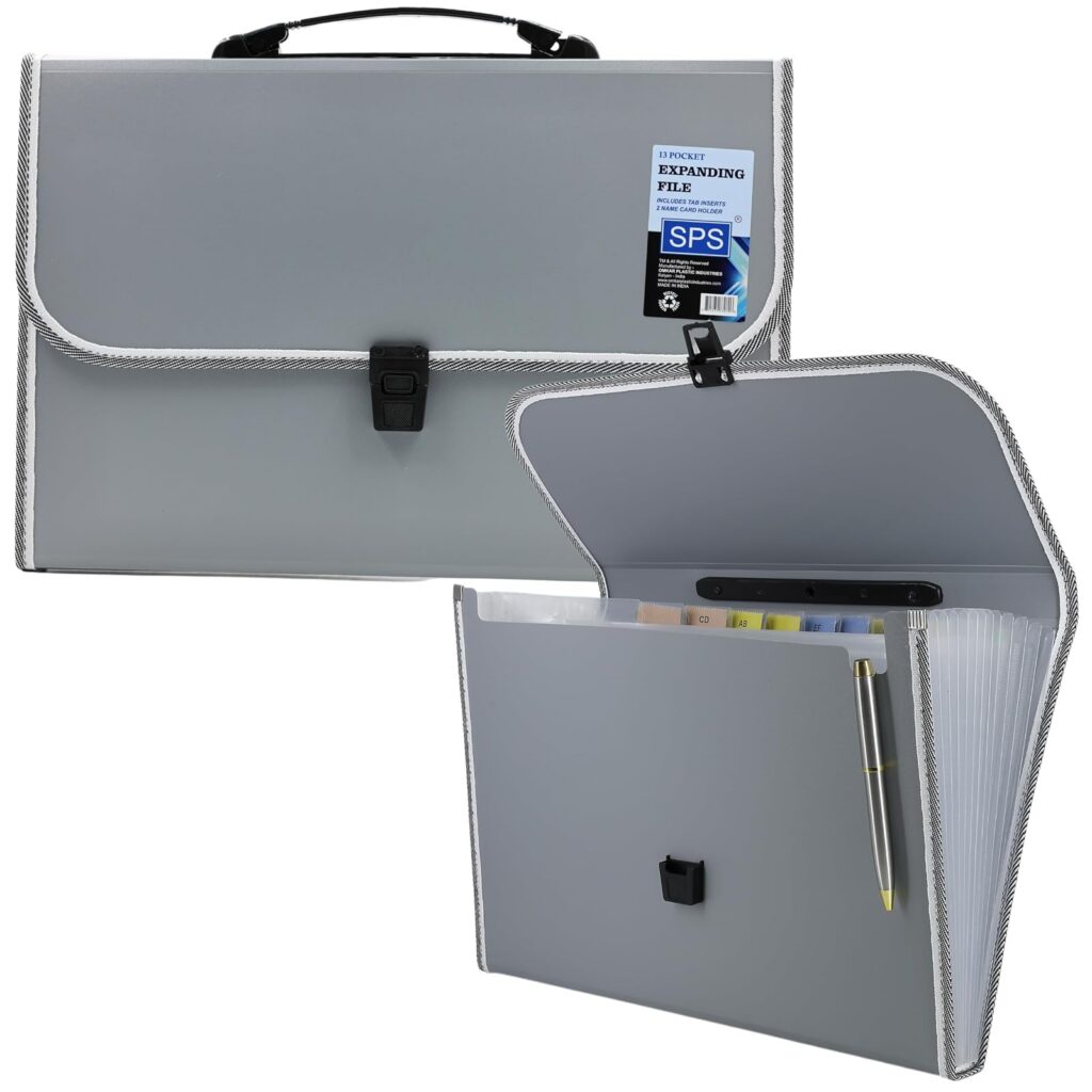 SPS 13 Pocket Expanding File Folder Grey for A4 Documents