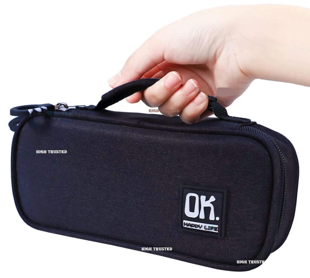 Black Polyester Pencil Pouch for Office, College, School