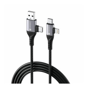 Portronics Konnect 4 IN 1 Unbreakable Nylon Braided Multi Functional Fast Charging Cable