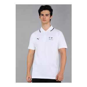 PUMA Printed Men Polo Neck White T-Shirt
