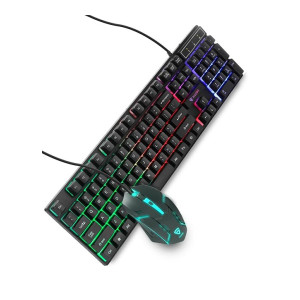 RAEGR RapidGear X30 Wired Gaming Keyboard and Mouse Combo 1200 DPI, LED Rainbow Backlit, Floating Keycaps