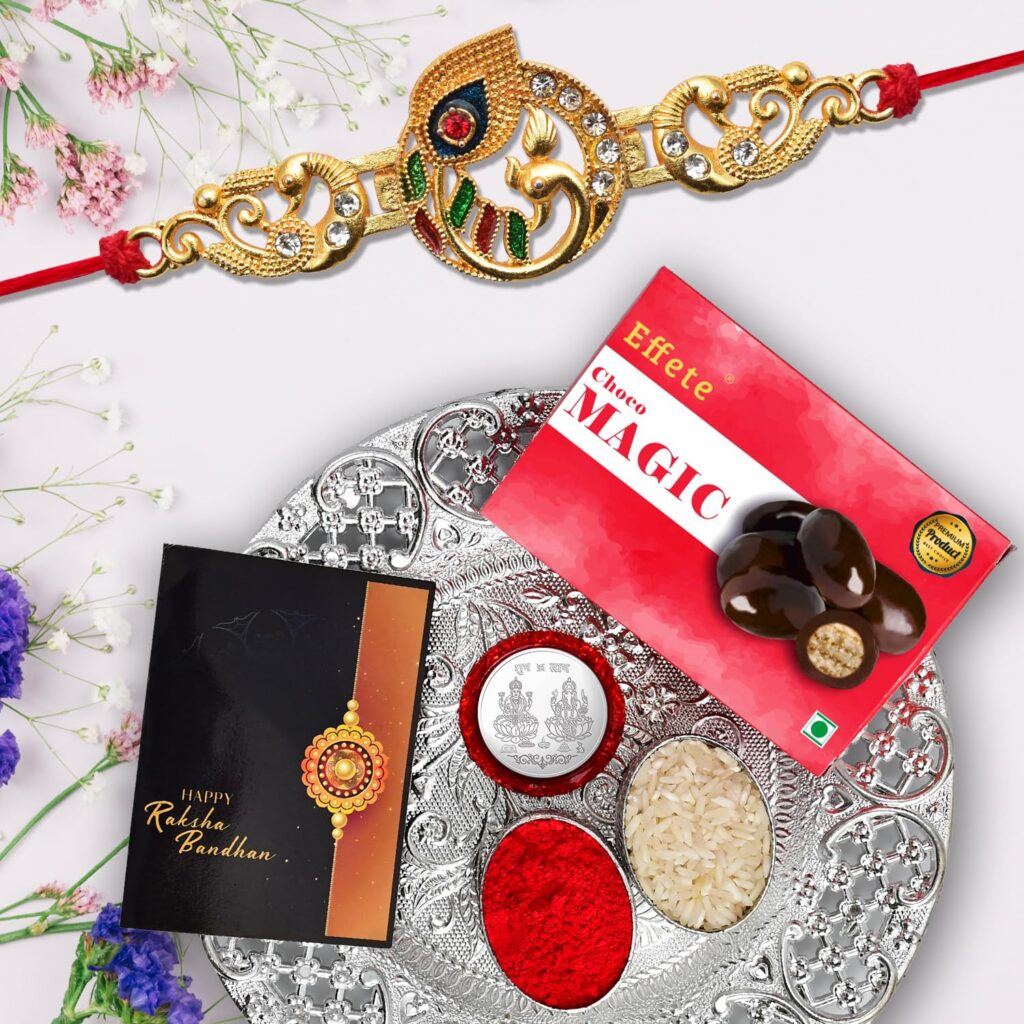 Rakhi Bracelet Chocolate Almonds Pooja Coin Set Deal