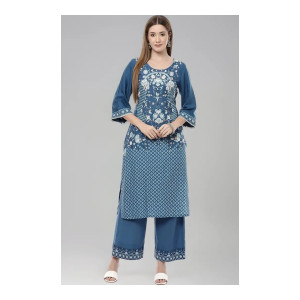 Rangriti Indigo Liva Straight Kurta
