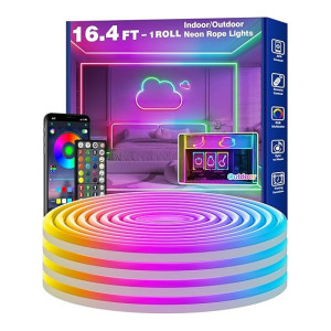 RCUICA 5 Meter Neon Rope Lights with App/Remote Control