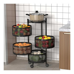 360° Revolving Multipurpose Storage Rack Trolley with Wheels