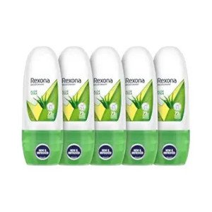 Rexona Aloe Vera Underarm Roll-On Deodorant for Women (Pack of 5) with 72-Hour Protection