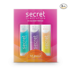 Secret Temptation Te Amo Aqua, Breeze and Pearl No Gas Deodorant Perfume Body Spray for Women
