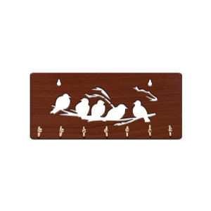 Sehaz Artworks Stylish Key Holder for Wall (7 Hooks, 5 Birds)