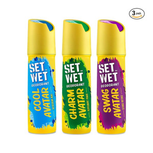 SET WET Deodorant Spray Perfume Cool, Charm & Swag for Men (Pack of 3)