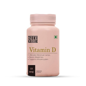 SheNeed Vitamin D Supplement (10 mcg) For Women – 60 Tablets