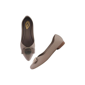 Shoetopia Oversized Bow Detailed Grey Bellies for Girls