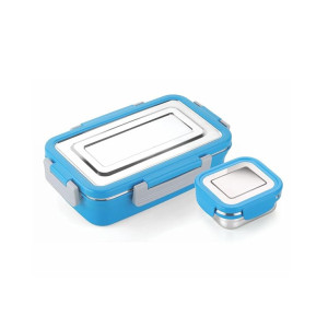 SignoraWare Smiley Stainless Steel Lunch Box (700ml+130ml)