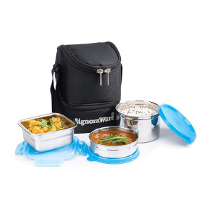 Signoraware Trio Stainless Steel Lunch Box (500ml+400ml+200ml)