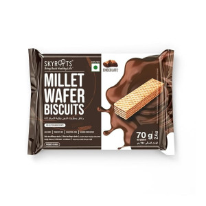 Skyroots Millet Wafer Biscuit (Chocolate Single), Crispy and Crunchy